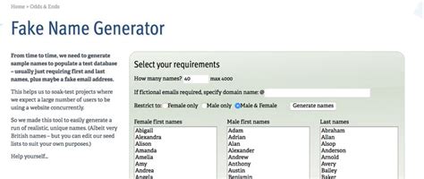 Fake Name Generator .
